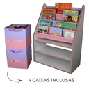 Ver imagem 2 de Prateleira Porta Livro Infantil 4 Caixas Estilo Biblioteca
