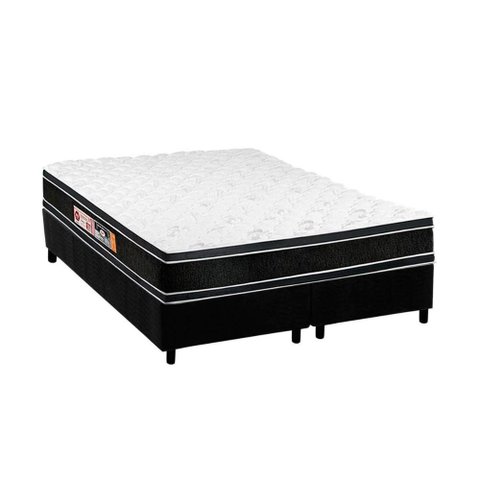 Cama Box Queen: Colchão Espuma D33 Castor Black e White Double Face + Base CRC Suede Black(158x198