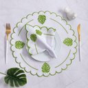 Ver imagem 1 de Jogo de Guardanapos Sousplat Americano 12 Peças Bordado Decorativo - Branco Verde Costela Adão