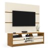 Conjunto de Painel e Rack Para TV Sala 65 Polegadas Palazzio Freijo/Off White - 2