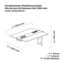Ver imagem 3 de Complemento de Mesa Plataforma para Coworking para 2 Pessoas 150x120 150cm Industrial Grafito Cinza