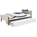 Ver imagem 1 de Cama Solteiro com Auxiliar Simba Branco Acetinado com Pés Madeira – Reller