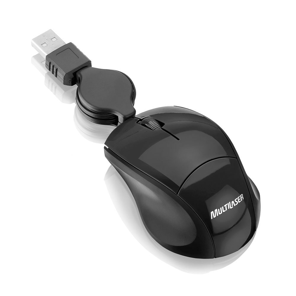 MINI MOUSE MULTILASER MO154 FIT RETRÁTIL USB BLACK PIANO | MadeiraMadeira