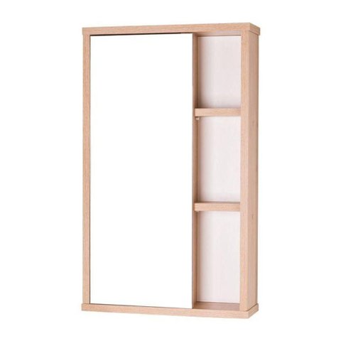 Armário para Banheiro Milano 1 Porta 2 Prateleiras MDP com Espelho 42cm Branco e Carvalho Mercado