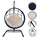 Ver imagem 5 de Cadeira Balanço Ninho Suspenso em Corda Náutica Luxo C- Suporte Azul-branco