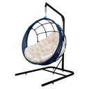 Ver imagem 1 de Cadeira Balanço Ninho Suspenso em Corda Náutica Luxo C- Suporte Azul-branco