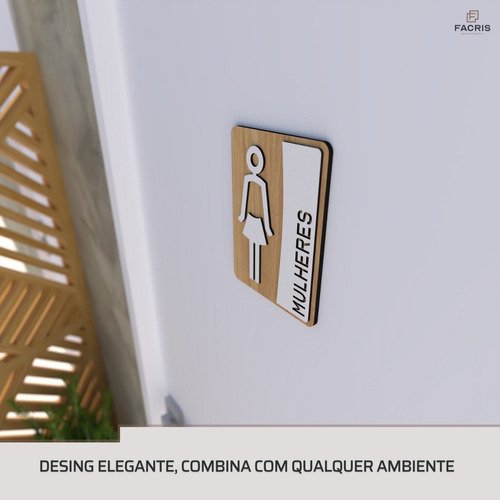 Placa de Banheiro Placas para Banheiro Feminino Masculino:branco - Feminino 15x20 - 4