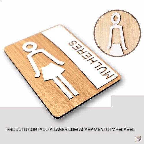 Placa de Banheiro Placas para Banheiro Feminino Masculino:branco - Feminino 15x20 - 6