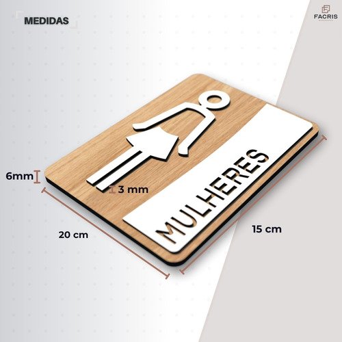 Placa de Banheiro Placas para Banheiro Feminino Masculino:branco - Feminino 15x20 - 2