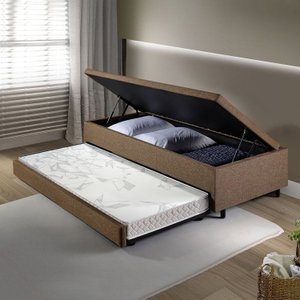 Bicama com Baú Viúva Reforçado 120x203 Cm em Linho