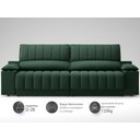Ver imagem 4 de Sofá com Porta Copos Carregador USB Ret Rec Murano 2,50m Velosuede Verde - NETSOFAS