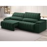 Sofá com Porta Copos Carregador USB Ret Rec Murano 2,50m Velosuede Verde - NETSOFAS - 1