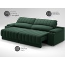 Ver imagem 5 de Sofá com Porta Copos Carregador USB Ret Rec Murano 2,50m Velosuede Verde - NETSOFAS