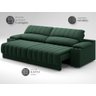 Sofá com Porta Copos Carregador USB Ret Rec Murano 2,50m Velosuede Verde - NETSOFAS - 5