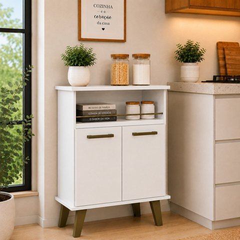 Balcão de Cozinha 2 Portas com Nicho Arte Smart Espresso Móveis