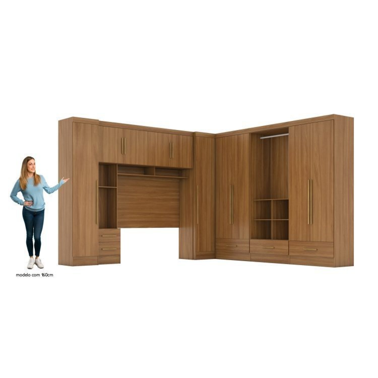 Quarto Modulado Casal Completo 6 Peças 6 Portas 5 Gavetas com Maleiro Smart Plus - 4