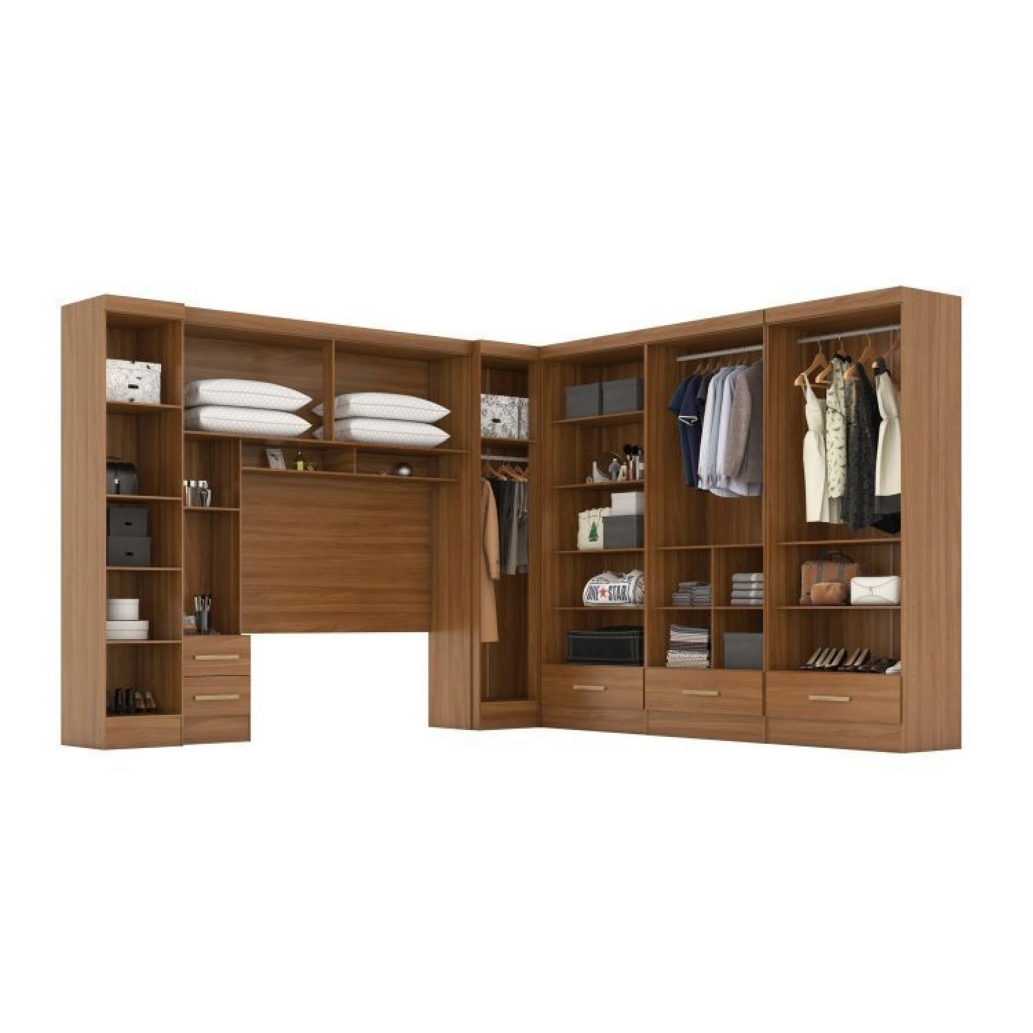 Quarto Modulado Casal Completo 6 Peças 6 Portas 5 Gavetas com Maleiro Smart Plus - 5