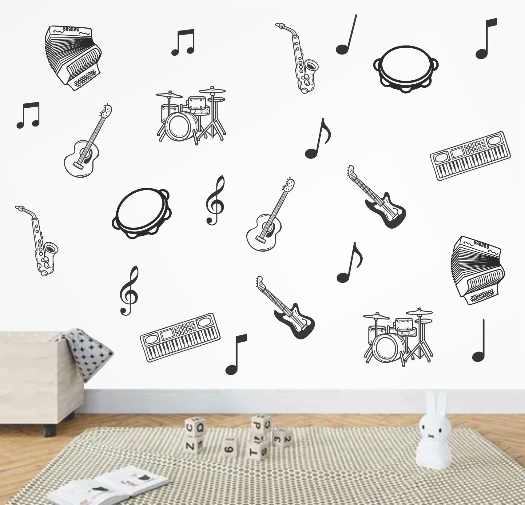 Adesivo Decorativo de Parede Instrumentos Musicais