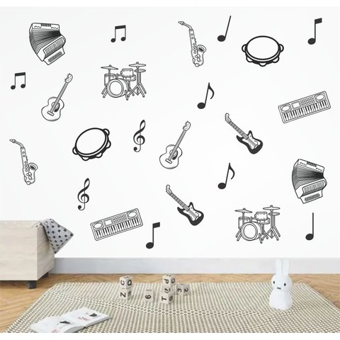 Adesivo Decorativo de Parede Instrumentos Musicais