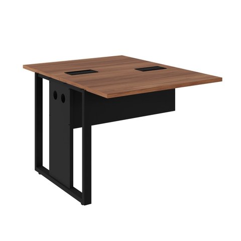 Escrivaninha Mesa Escritório Dupla Acoplar Pé Quadrado 90cm Nogal e Preto Yescasa Marrom