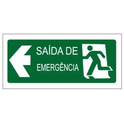 Placa de Sinalização de Emergência - Saída de Emergência À Esquerda 10x20cm - 1