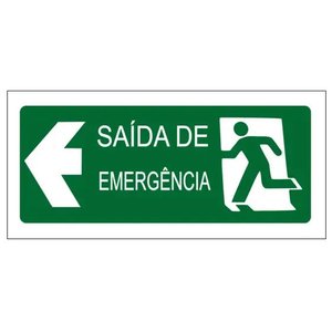 Placa de Sinalização de Emergência - Saída de Emergência À Esquerda 10x20cm
