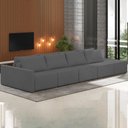 Ver imagem 3 de Sofá Ilha Modular com Puff para Sala Living 392cm Georgia K04 Linho Cinza Escuro - Mpozenato
