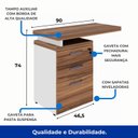 Ver mais imagens de Mesa Auxiliar c/ 03 Gavetas Pedestal - Nogal Sevilha/Branco – 34309