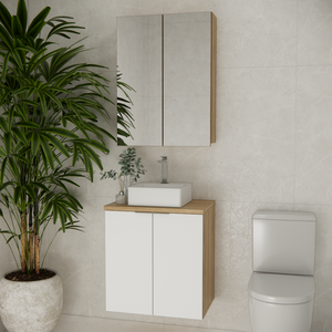 Conjunto de Banheiro Nature 60cm Estilare Cnj4009 Carvalho/branco