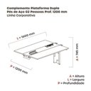 Ver imagem 3 de Complemento de Mesa Plataforma para Coworking para 2 Pessoas 160x120 160cm Industrial Cinza e Branco