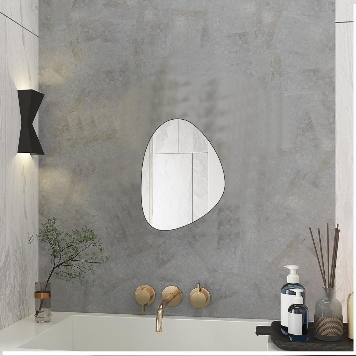 Espelho Decorativo Orgânico 40cmx30cm E01, Moderno Luxo Sala Quarto Banheiro - 2
