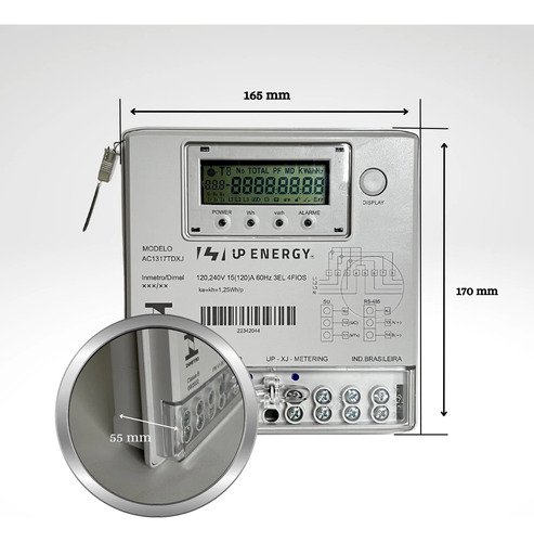 Medidor de Energia Trifásico 380v/440v Up Energy C/ Inmetro - 4