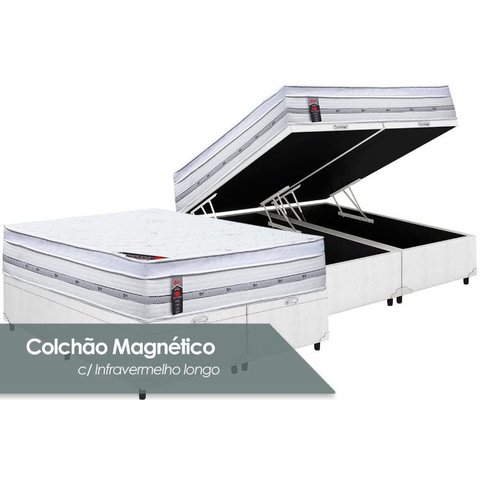 Cama Box Baú King: Colchão Molas Castor Pocket Gold Star Magnético + Base CRC Courano White(193x203)