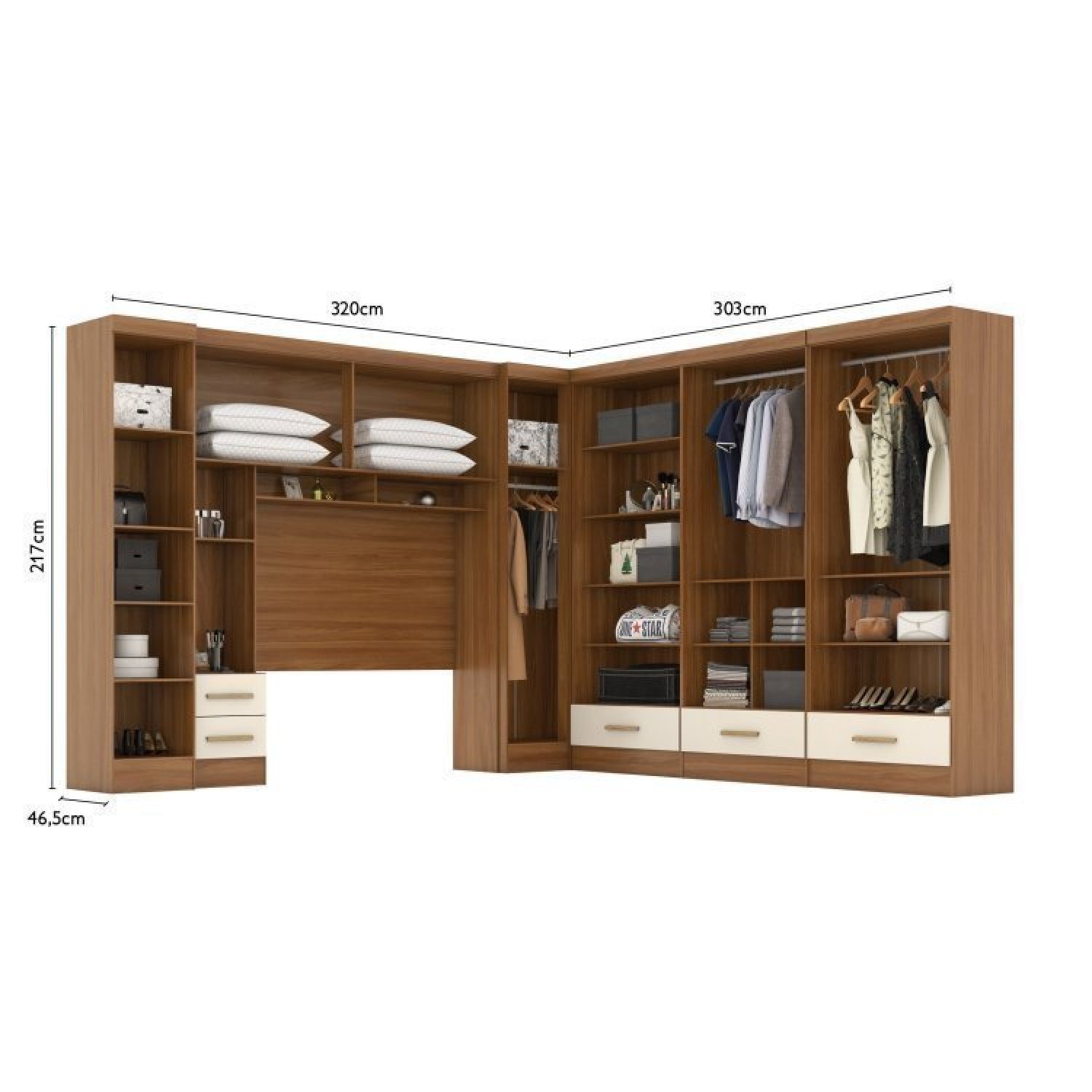 Quarto Modulado Casal Completo 6 Peças 6 Portas 5 Gavetas com Maleiro Smart Plus - 6