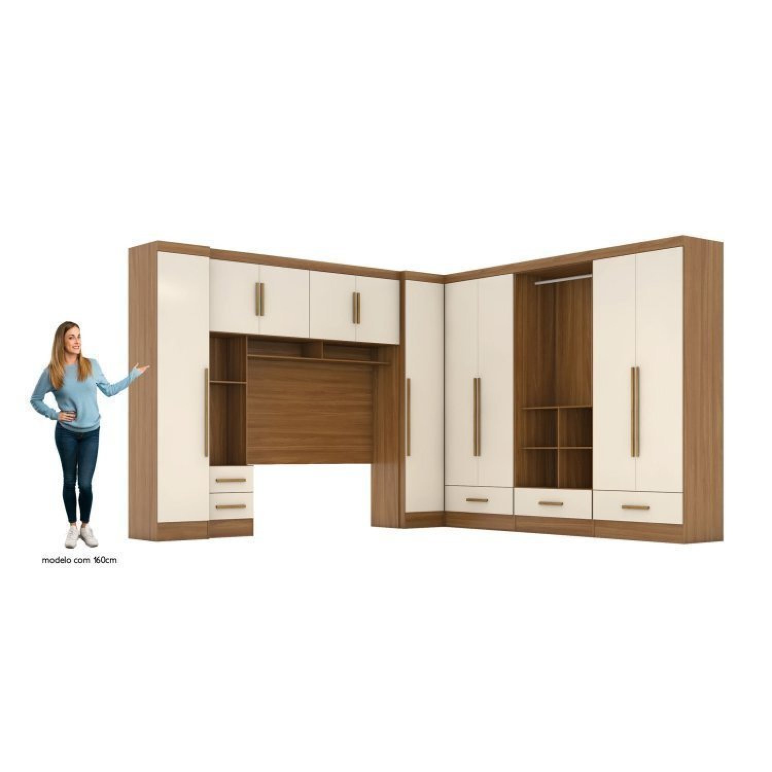 Quarto Modulado Casal Completo 6 Peças 6 Portas 5 Gavetas com Maleiro Smart Plus - 4