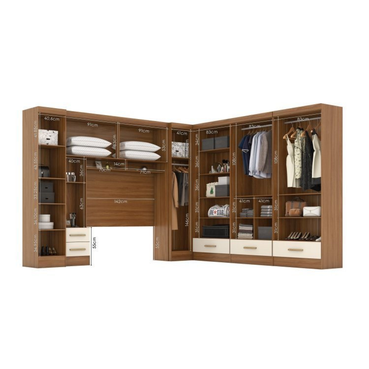 Quarto Modulado Casal Completo 6 Peças 6 Portas 5 Gavetas com Maleiro Smart Plus - 7