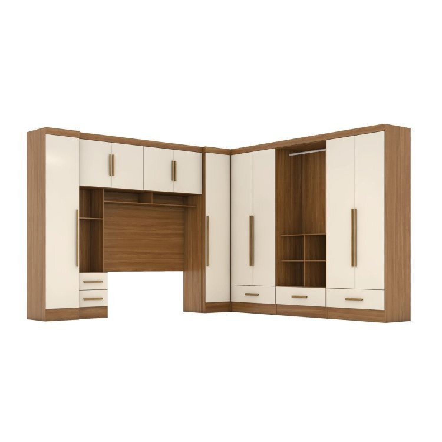 Quarto Modulado Casal Completo 6 Peças 6 Portas 5 Gavetas com Maleiro Smart Plus - 3