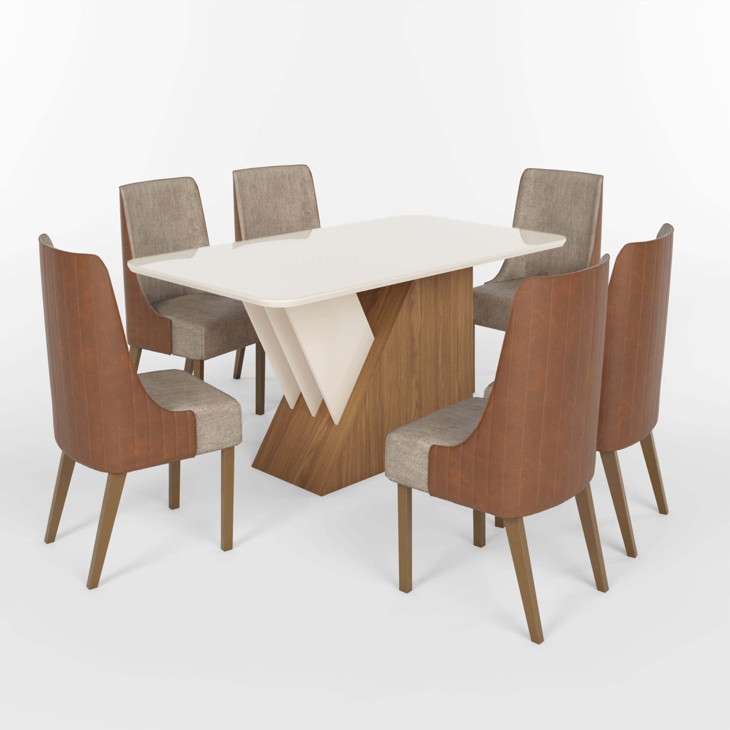 Conjunto Sala de Jantar Mesa Tampo Mdf e Vidro 6 Cadeiras Marieli Espresso Móveis - 2