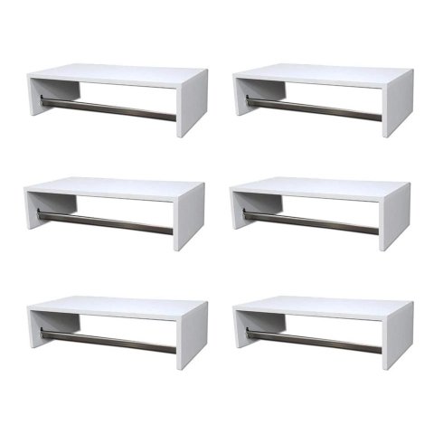 Kit 6 Cabideiros de Parede Arara Porta Roupas Quarto Closet Branco - Straub Web