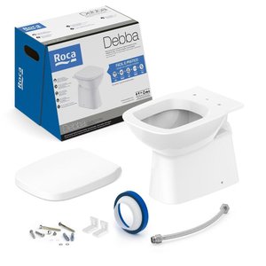Kit Bacia Convencional Comp Instalacao Assento Pp Debba Branco Roca