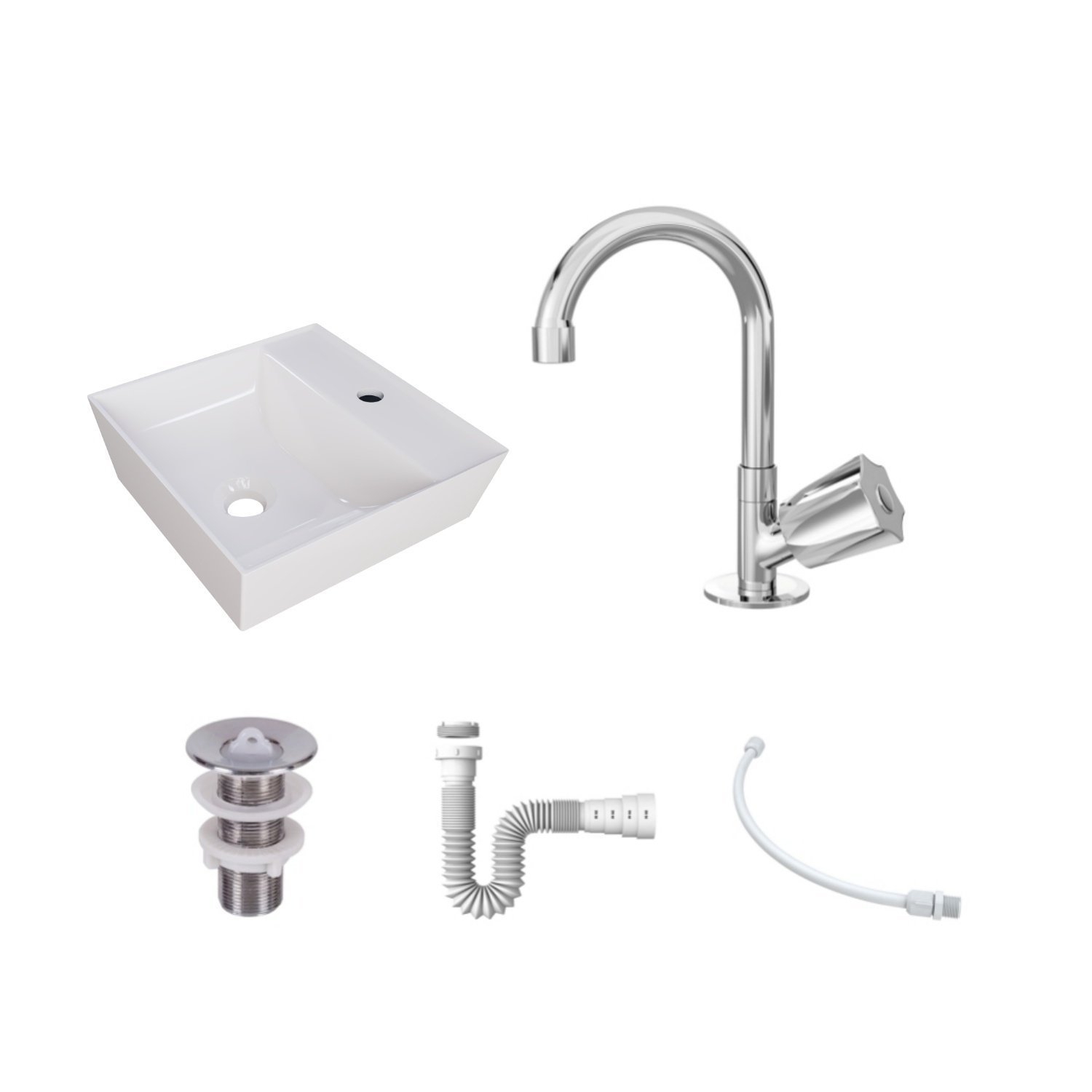 Kit Cuba Aq33 Volcano com Torneira C50 e Válvula Abs com Sifão e Flexível - 3