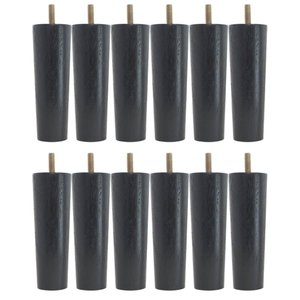 Kit 12 Pés para Cama Box Baú Solteiro Casal Pé para Moveis 13cm Preto