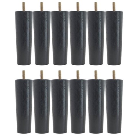 Kit 12 Pés para Cama Box Baú Solteiro Casal Pé para Moveis 13cm Preto