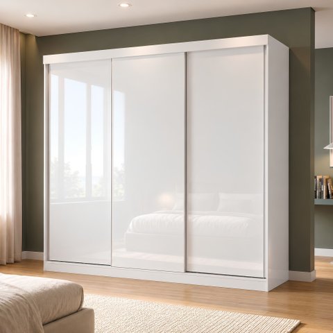Guarda Roupa Casal Premium Lily 205,9cm 3 Portas 4 Gavetas Yescasa Branco