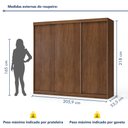 Ver imagem 4 de Guarda Roupa Casal Premium Lily 205,9cm 3 Portas 4 Gavetas Yescasa Marrom/Freijó