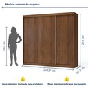 Ver imagem 4 de Guarda Roupa Casal Premium Lily 205,9cm 3 Portas 4 Gavetas Yescasa Marrom/Freijó