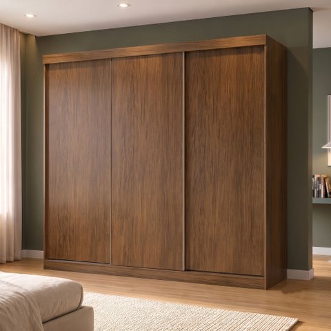 Guarda Roupa Casal Premium Lily 205,9cm 3 Portas 4 Gavetas Yescasa Marrom/Freijó