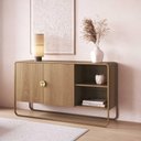 Ver imagem 1 de Buffet Aparador Sala Orgânico 135cm 2 Portas e Pés em Metal Cor:hanover com Dourado