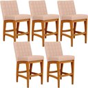 Ver imagem 1 de Kit 05 Banquetas Baixa para Cozinha Bancada Bar Sala Jantar Fixa Mila L02 Linho Rosê - Lyam Decor