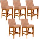 Ver imagem 2 de Kit 05 Banquetas Baixa para Cozinha Bancada Bar Sala Jantar Fixa Mila L02 Linho Rosê - Lyam Decor